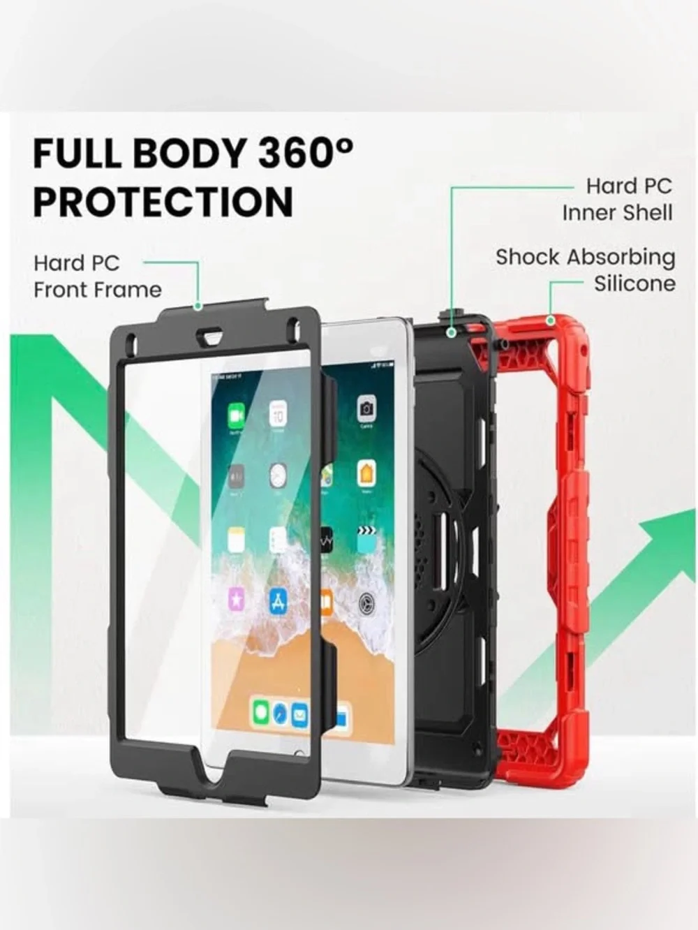 SEYMAC Case for iPad 6th/5th Generation 9.7 Inch Full-Body Shockproof Heavy Duty